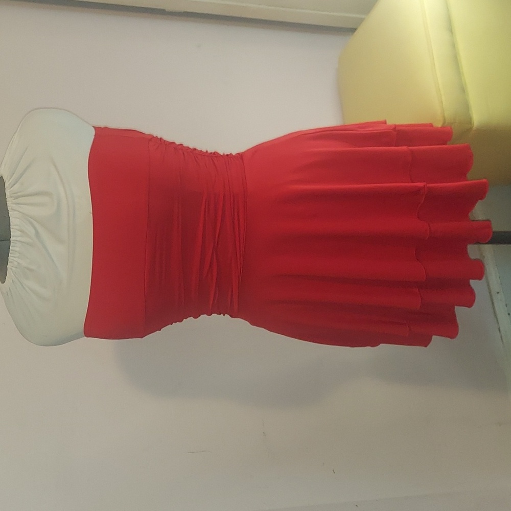 Chic Strapless Red and White Dress